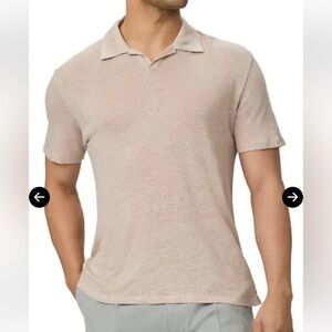 PAIGE Men's Shelton Johnny collar Polo Shirt Pale Rose